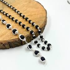 Karungali Mala in Silver chain (ebony wood | 54+1 Beads